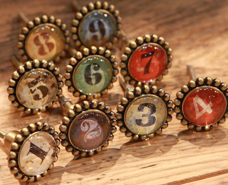 2018 44mm Arabic Numbers Knob / Mosaic Glass Round Knobs From