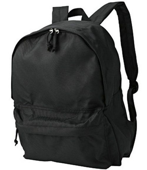 Black Daypack MUJI Packsack Color Rucksack Polyester Backpack Nylon Day