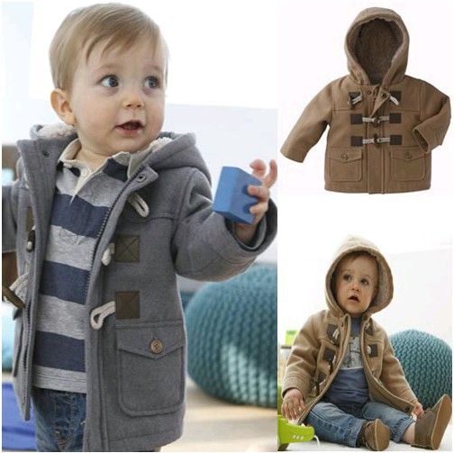 Retail Baby Boys Winter Trench Thickening Outerwear Children Hoodies