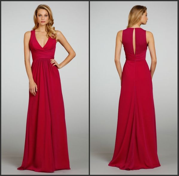 Nicest Stylish A Line Formal Bridesmaid Dress Sexy V Neck Chiffon Floor