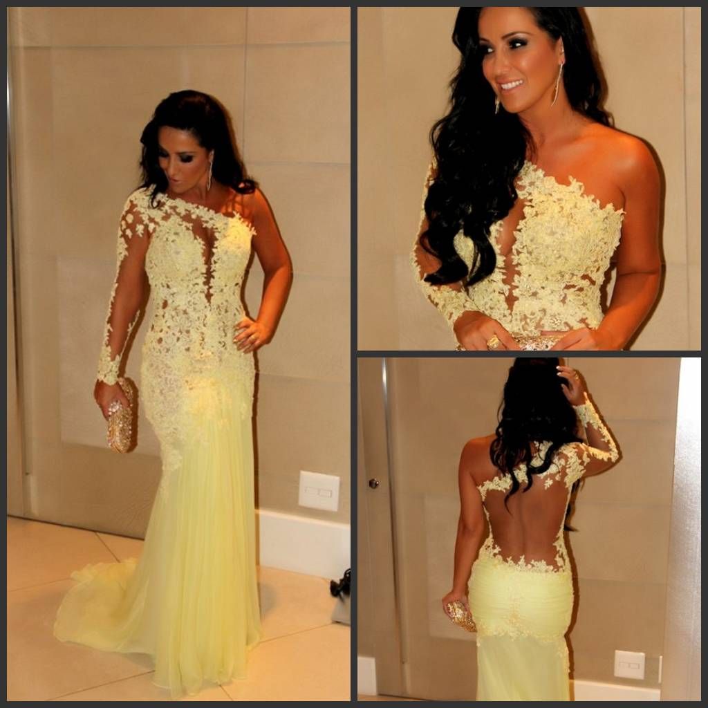 New Arrival 2015 Stunning Floor Length Mermaid Vintage Lace Evening Dresses With Long Sleeves