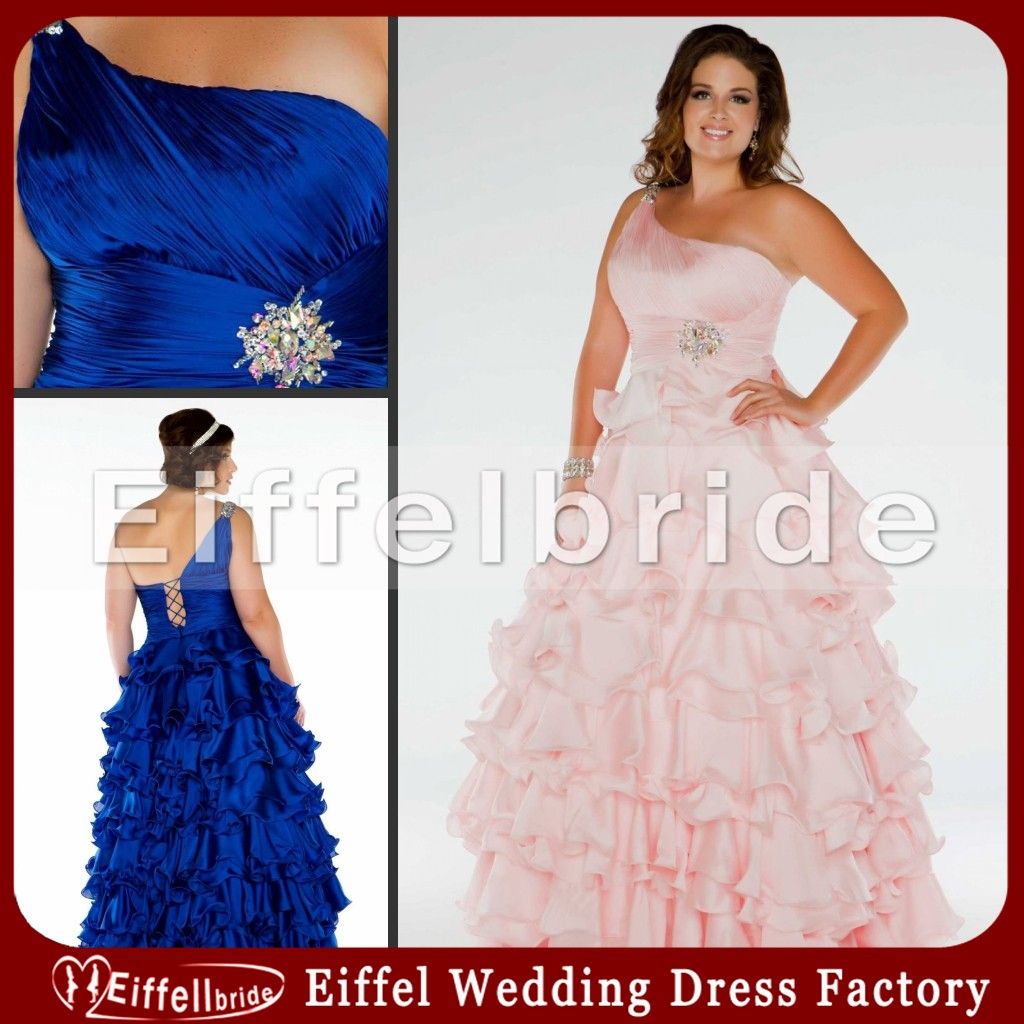 Plus Size Corset Prom Dresses 2014 New Arrival One Shoulder Royal Blue
