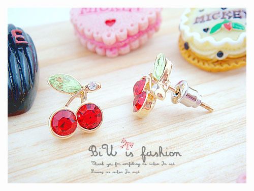 EarringJapanese and Korean fashion jewelry wholesale 3157 Sideng red cherry earrings earrings earrings special promotions