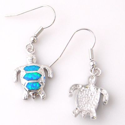 blue opal jewelry ,turtle design pendant and earring set women jewelry set
