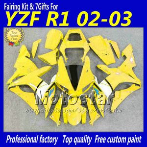 Sarı beyaz siyah kaporta seti YZF-R1 2002 2003 YZFR1 02 03 fairings kiti YAMAHA nf24 için YZF R1 YZFR1000 vücut parçaları çalışmak