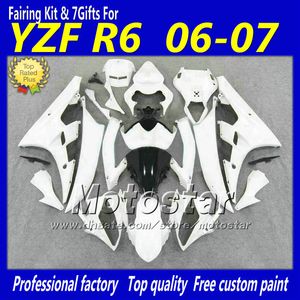 YAMAHA YZF-R6 06 07 için ABS plastik tam kaporta kiti YZFR6 beyaz siyah özel kaporta 2006 2007 YZF R6 YZF600 kaportalar