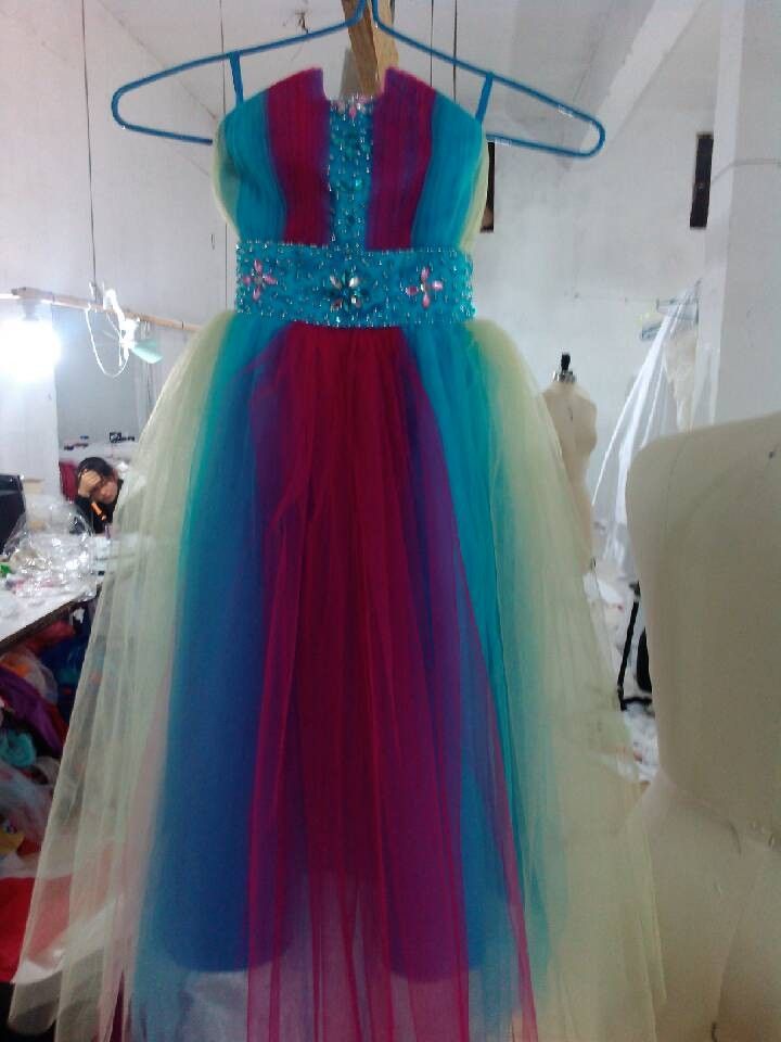 Lovely Rainbow Tulle Tea-Le Flower Girls' Dresses Girls' Formal Dresses Princess Pageant Skirt Holidays Brithday Skirt SZ 2-10 HF513019