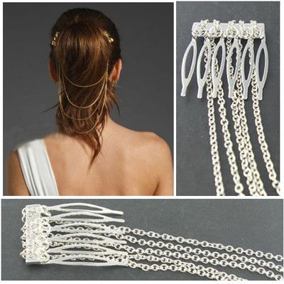 Wholesale - promotion - NEWEST WOMEN'S VINTAGE GOLD/SILVER CHAINS FRINGE TASSEL HAIR COMB CUFF WOMEN HEAD CLIPS HAIRBAND