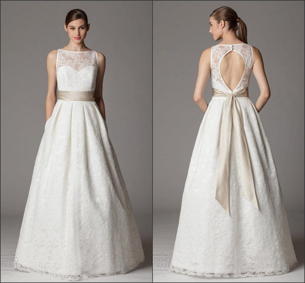 Discount Fashion 2014 Wedding Dress Hollow Inexpensive Sleeveless
