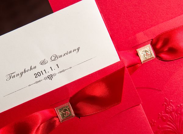 Vintage embossed wedding invitations