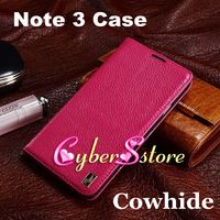 Wholesale K Cool Top Genuine Cowhide Real Litchi Wallet Leather Case Cover With Card Holder for Samsung Galaxy Note N9000
