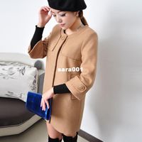 Coats Unisex Cotton coats Overcoat new arrival elegant ladies woolen outerwear medium-long solid color