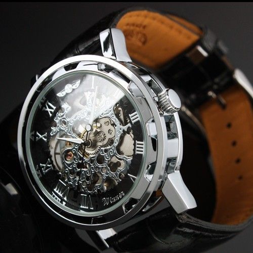 WINNER Fashion Faux Leather Mechanical Watch Men's Decoration Watch Black Band STEAMPUNK Swiss Skeleton Man Watches Mechanical Wristwatch, Slivery;brown
WINNER Fashion Faux Leather Mechanical Watch Men's Decoration Watch Black Band STEAMPUNK Swiss Skeleton Man Watches Mechanical Wristwatch, Slivery;brown