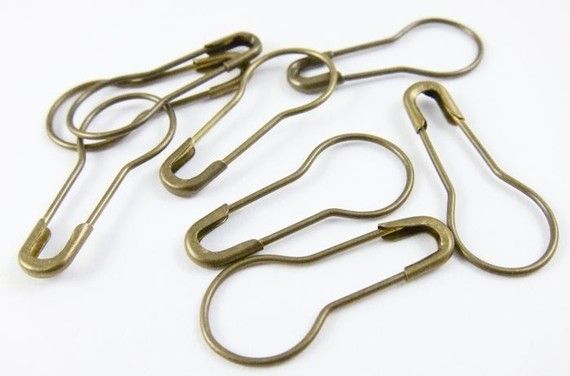 1000 pcs Bulb Gourd Pearshaped Brass safety pins Black Silver Gold Bronze color