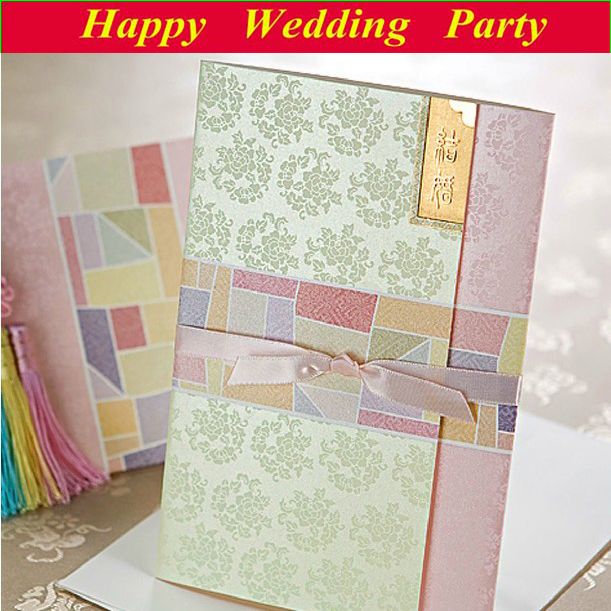 2014 Korean Design Wedding Invitation Floral Card+Envelope+Seal With
