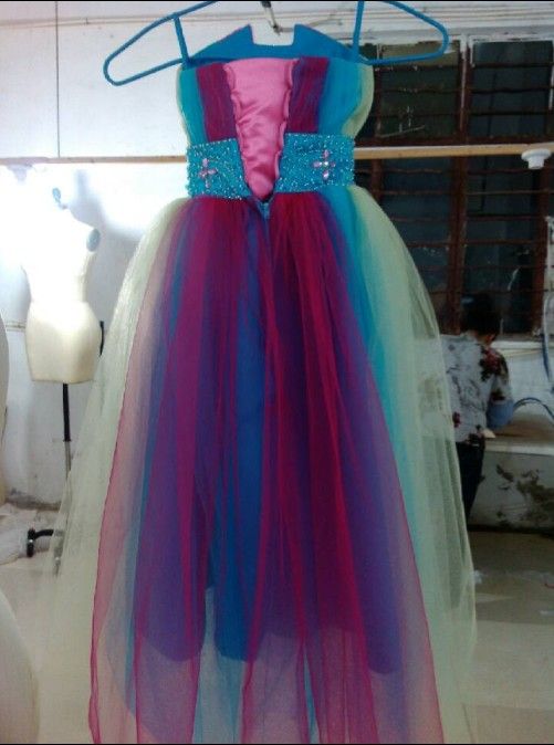 Lovely Rainbow Tulle Strapless Flower Girl Dresses Girls' Pageant Dress Birthday Skirt Size 10 12 TF1205002
