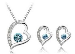 925 Silver Plated Austrian Crystal Jewelry Sets Bridal Wedding Rhinestones Gemstone Gold Jewelry African Earrings Necklace Set 868