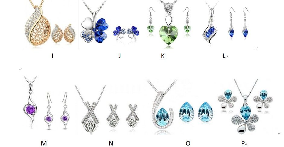 925 Silver Plated Austrian Crystal Jewelry Sets Bridal Wedding Rhinestones Gemstone Gold Jewelry African Earrings Necklace Set 868