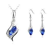 925 Silver Plated Austrian Crystal Jewelry Sets Bridal Wedding Rhinestones Gemstone Gold Jewelry African Earrings Necklace Set 868