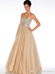 ... Beaded Tulle Ball Gown Evening Dresses with Crystals Pageant Gowns H