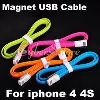 Wholesale Effecient amp Neat Magnet Flat Noodle USB Charger Cable For iphone S ipad G GS