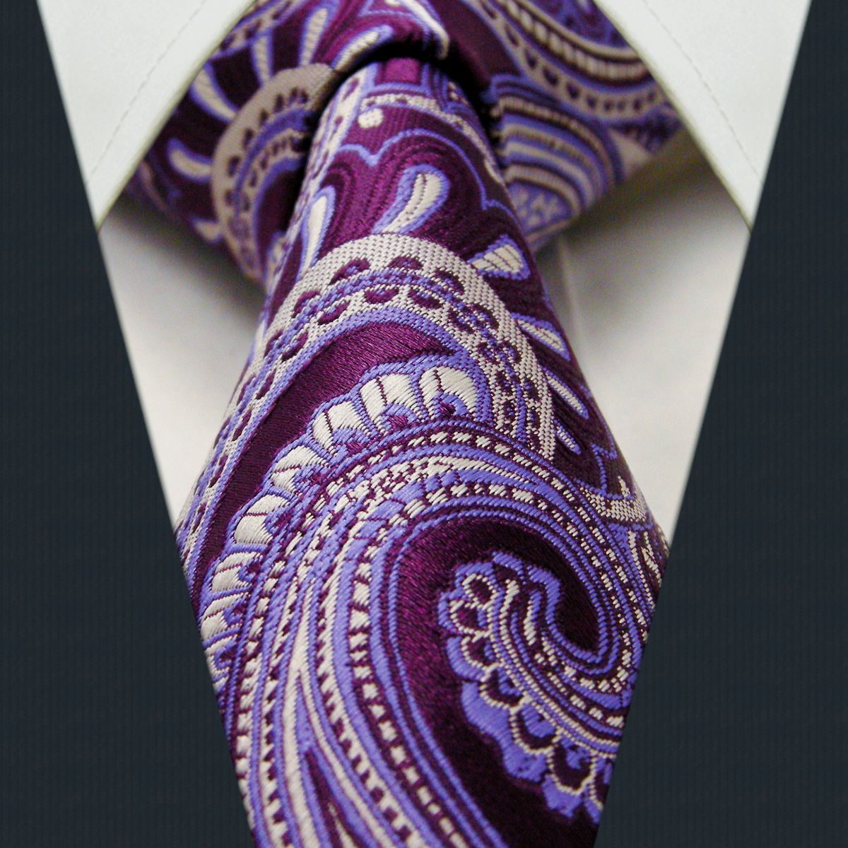 K12 Paisley Purple Lavender Mens Neckties Ties 100 Silk Extra Long