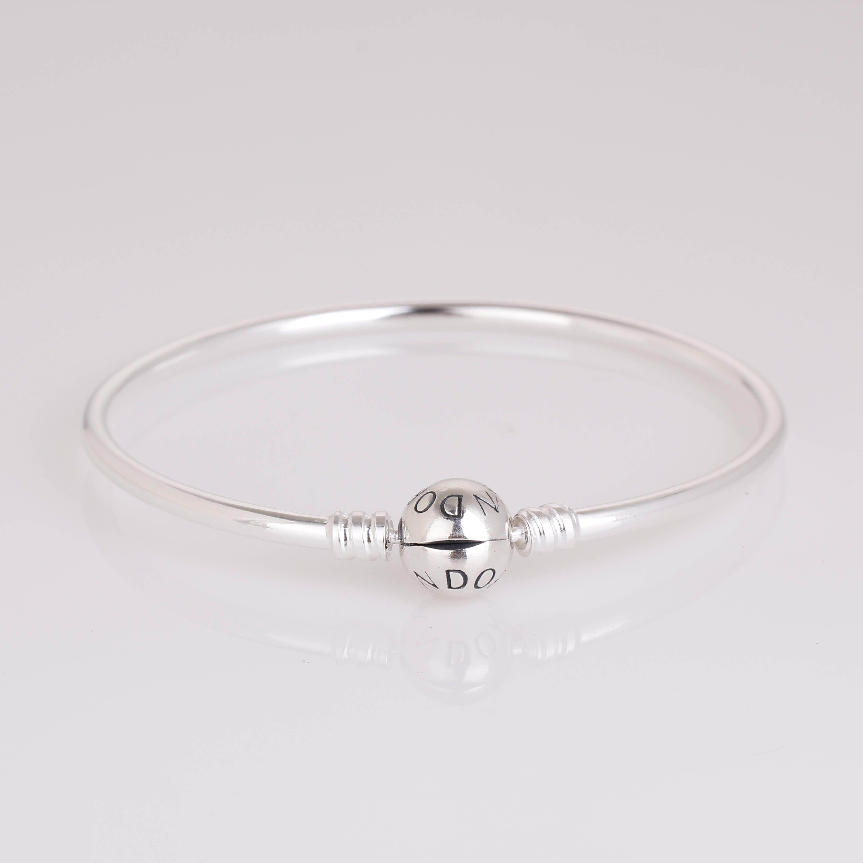 925 Sterling Silver Bangle Bracelet with Snap Clasp for European ... 925 Sterling Silver Bangle Bracelet with Snap Clasp for European ...