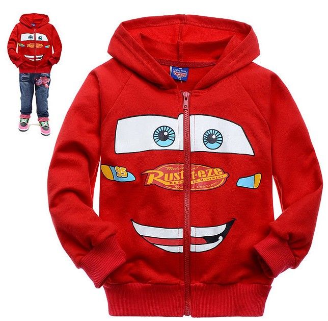 2017 ! Kids Sweater Cars Mcqueen Cotton Long Sleeve Zipper Jacket/Sport Red Coat From Brandonly
