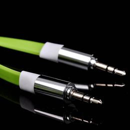 Wholesale 400pcs TOP Quality Flat Noodle M Metal mm Car Aux Audio Cable For MP3 ipad iphone cellphone Speaker