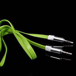 Wholesale 100pcs TOP Quality Flat Noodle M mm Car Aux Audio Cable For MP3 iphone cellphone Speaker
