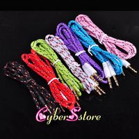 Wholesale 3 mm Audio AUX Car Extention Cable Braided Woven wire Auxiliary Stereo Jack Male m ft Lead for Iphone c s Ipod CellPhone Speaker
