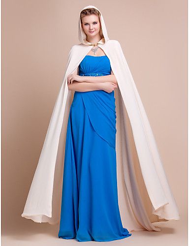 Beauty Ivory/White Chiffon Bridal Wedding Wraps/Evening Hood/Wedding Hooded Poncho Cloak HW1220002