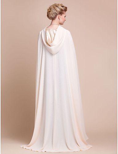 Beauty Ivory/White Chiffon Bridal Wedding Wraps/Evening Hood/Wedding Hooded Poncho Cloak HW1220002
