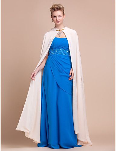 Beauty Ivory/White Chiffon Bridal Wedding Wraps/Evening Hood/Wedding Hooded Poncho Cloak HW1220002