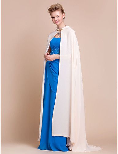 Beauty Ivory/White Chiffon Bridal Wedding Wraps/Evening Hood/Wedding Hooded Poncho Cloak HW1220002