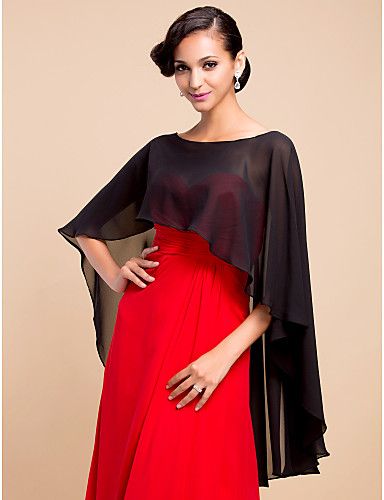 Christmas Extra White Black Chiffon Short Bridal Wedding Wraps/Evening Hood/Wedding Hooded Poncho (More Colors) HW1220005