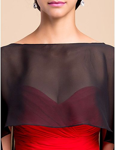 Christmas Extra White Black Chiffon Short Bridal Wedding Wraps/Evening Hood/Wedding Hooded Poncho (More Colors) HW1220005