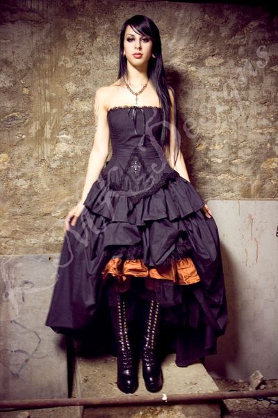 robes victoriennes 2014 Steampunk Wedding Dress Gothic Lolita Inspired Vampire in Black Cotton Robes de mariée