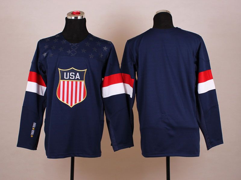 2017 Newest 2014 Olympic Ice Hockey Jerseys Team Usa Blue Blank Olympic