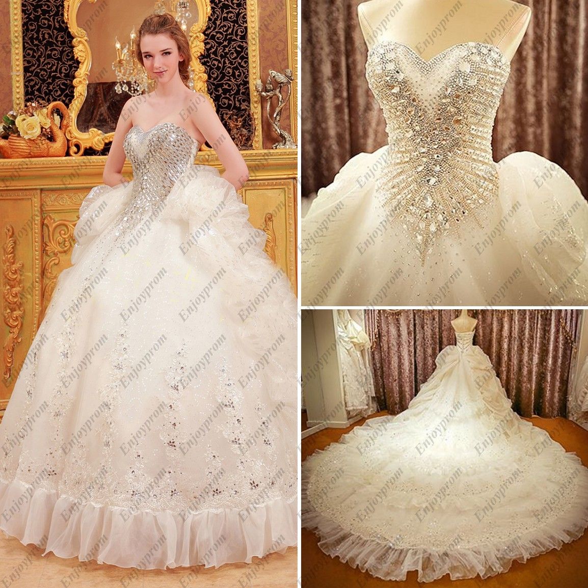 2014 Hot Ball Gown Wedding Dresses, Glamorous Organza Sweetheart ...