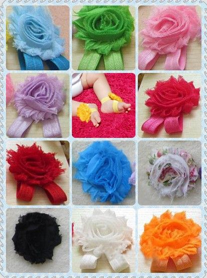 

Beautiful baby foot ornaments ! Foot Flowers flower sandals 2.5" shabby Shabby Flower foot walker shoes Barefoot Sandals 40pcs=20pairs/lot, Mix