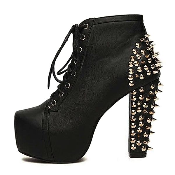 womens punk rock lace up platform heels ankle boots shoes