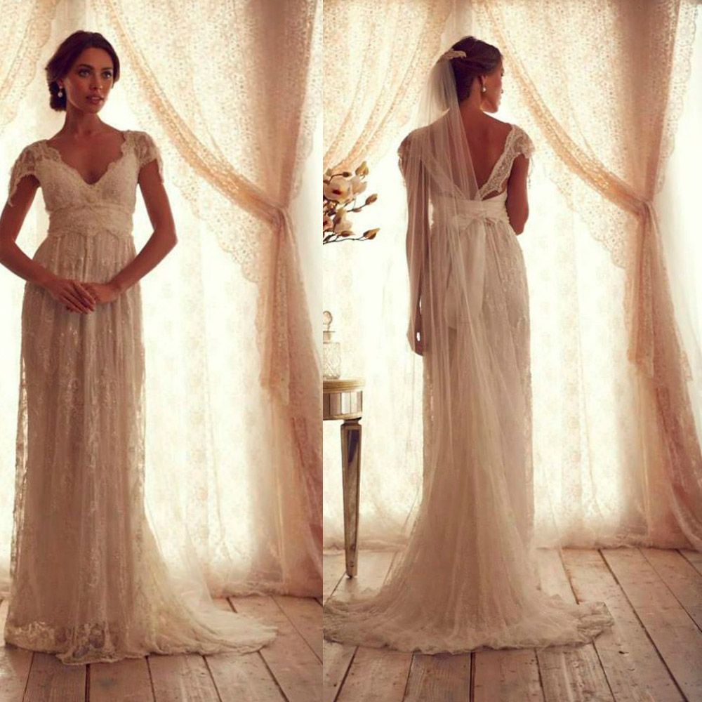 Vintage Wedding Dresses London Discount Vintage Wedding Dresses Sheer Strap Wedding Gown Cap Sleeve