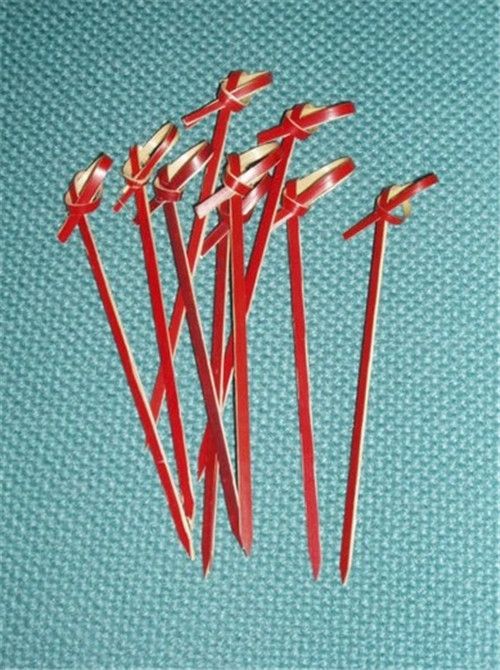 Musubi Red Looped Knot Bamboo Skewers Cocktail Sticks Ideal Buffet