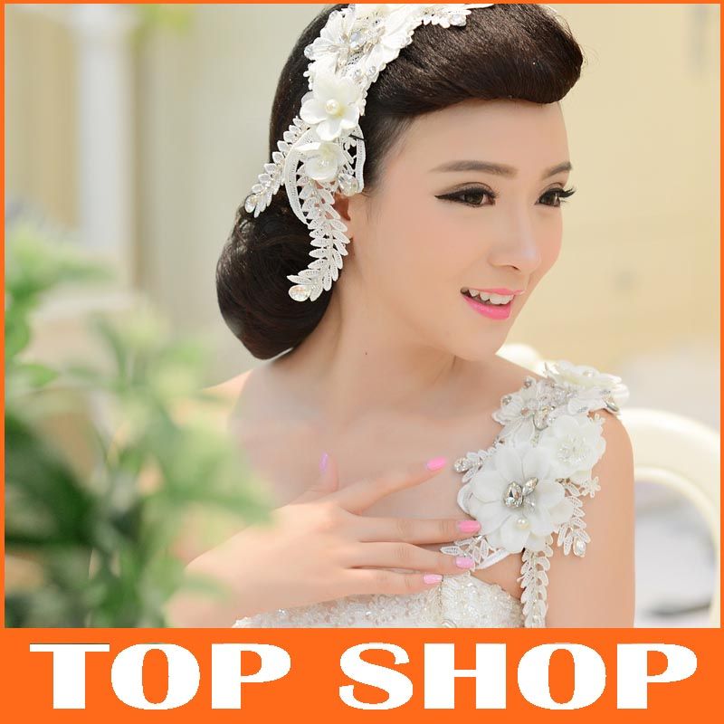Fashion Lace Rhinestone Bridal Headdress Flower 30*11cm Shoulder Chain