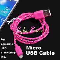 Wholesale USB Data Charge Sync Micro Fabric Weave Cable For Samsung Galaxy S4 S3 Blackberry HTC