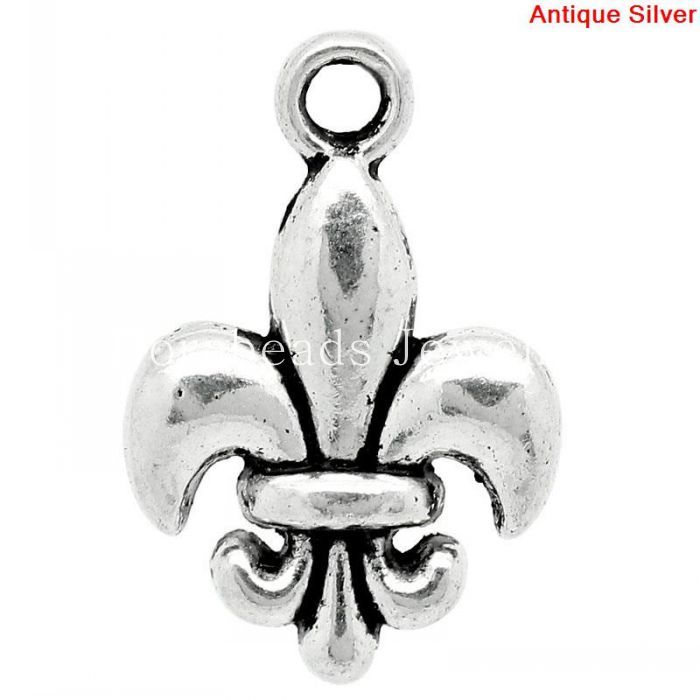 Charms Charm Pendentifs Fleur-de-Lis Antique Argent 18x12mm, 50pcs (K10350) Bijoux Faire bricolage gratuit pour le collier Bracelet