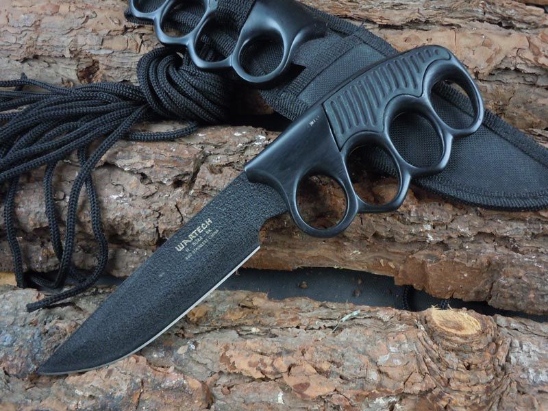 Wartech Fixed Blade Knife Hard Iron Four Fingers Fist Rings For Self