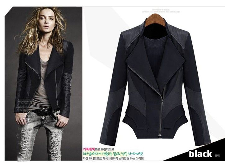 Women Fashion Spring Autumn Motorcycle Jackets Coats Ladies Sexy Deep