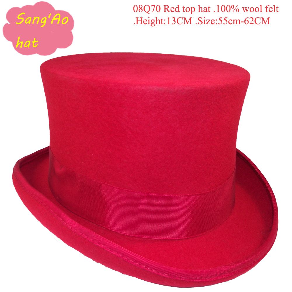 Red Top Hats Wedding Top Hat Red Plug Hat High 13cm for Men And Ladies
